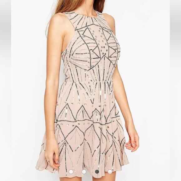 ASOS Pretty Skater Dress With Metal Embellishment - Picture 4 of 10